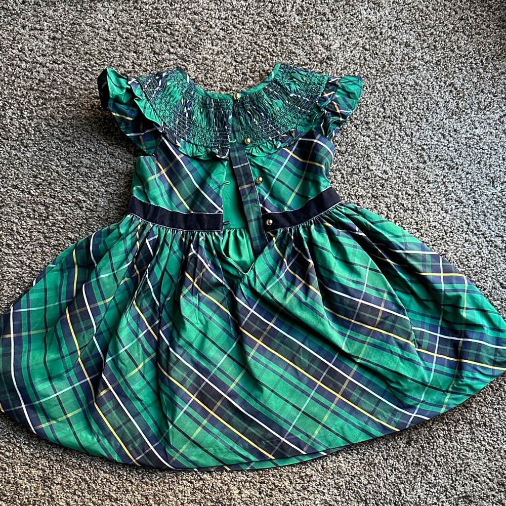 Janie and Jack Plaid Green Kids Dress - Picture 2 of 3